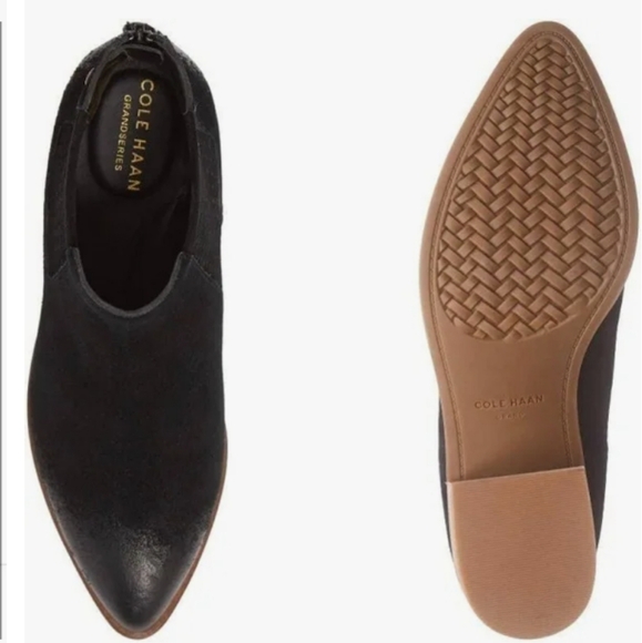 Cole Haan Val Bootie Grand Series Black Suede Block Heel Pointed Toe Size 9C NWT - Picture 12 of 16